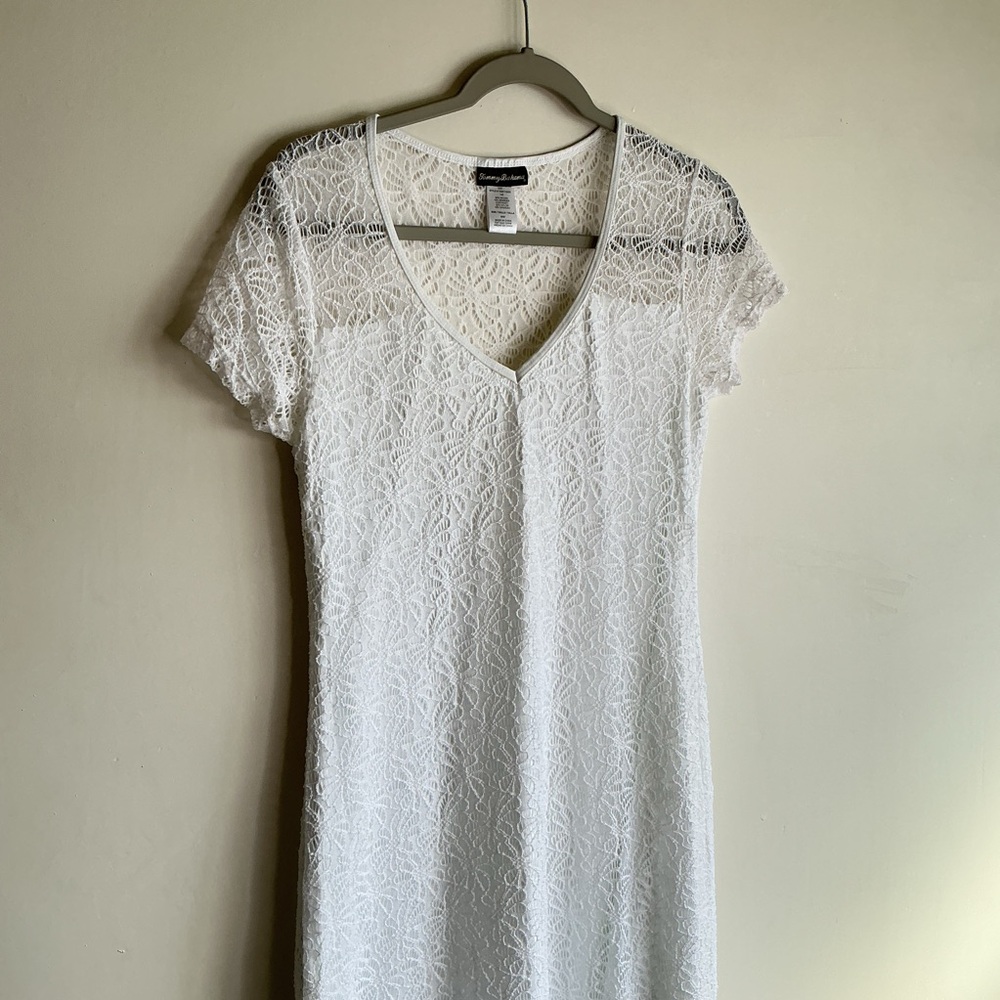 White Lace Maxi Dress Tommy Bahama Women’s M Elegant Beach Resort Romantic Boho - Picture 10 of 10
